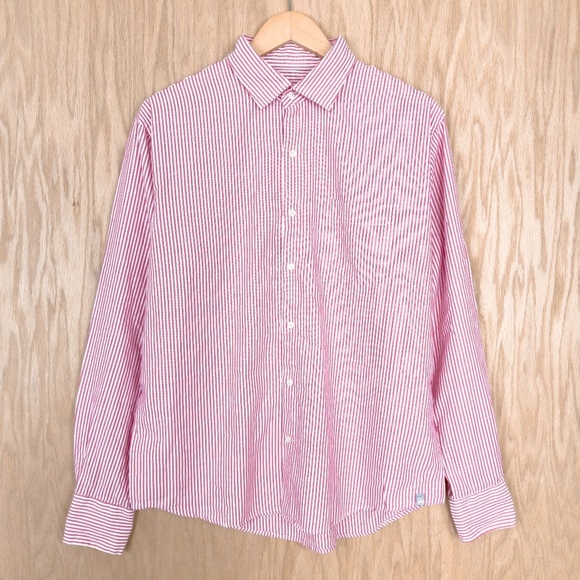 Peter Millar Other - Peter Millar Crown Stripe Button Down Long Sleeve Shirt Red White